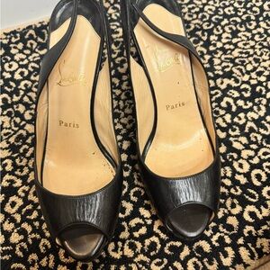 Christian Louboutin Black Peep-Toe Heels